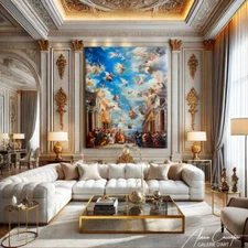 Vintage Baroque Art Print Angel Wall Art Canvas Heaven Classical Art Prints