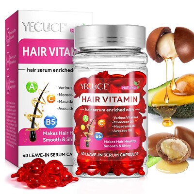 2pcs-40 Hair Growth Serum Capsules Treatment with Argan, Moroccan Macadamia