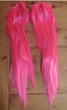 Set of 2 Pink Synthetic Fiber Extension Extensions Fabrics High Quality 5 Clips