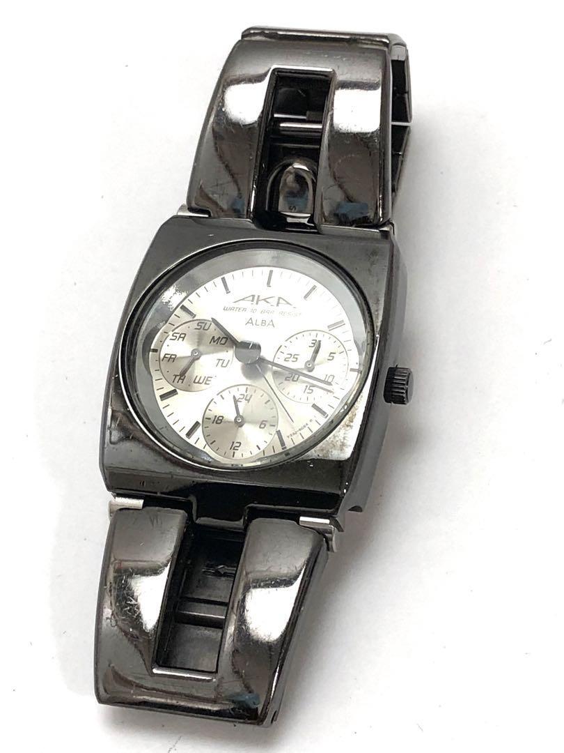 Alba AKA V33J-6B90 Quartz Watch 18693610 Silver Battery Replaced