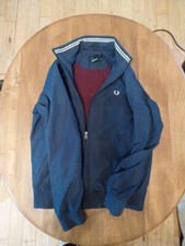 Fred Perry Vintage Harrington Style Jacket In Blue Size S With Burgundy Lining