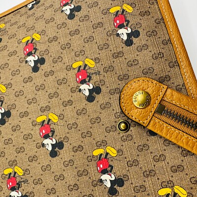 Gucci Unisex x Disney Mickey Mouse Brown GG Supreme Clutch Pouch
