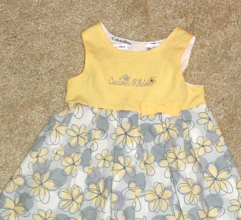 Vestido Calvin Klein Bebé Niñas Amarillo Gris Floral Talla 12 Meses  Foto 2 de 3