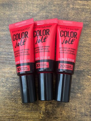 Maybelline Color Jolt Intense Lip Paint #20 Orange Outburst 0.21 Fl Oz 3 Pack