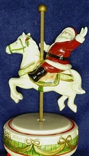 RARE Otagiri Japan Vintage Sculpted Hand Painted Carousel Horse with Santa Claus