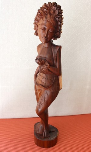Vintage Hand Carved Balinese Lady Wood Sculpture Indonesia - Picture 18 of 18