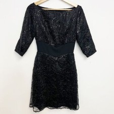 Firas Yousif black lace sequins dress Sz 4 NWT