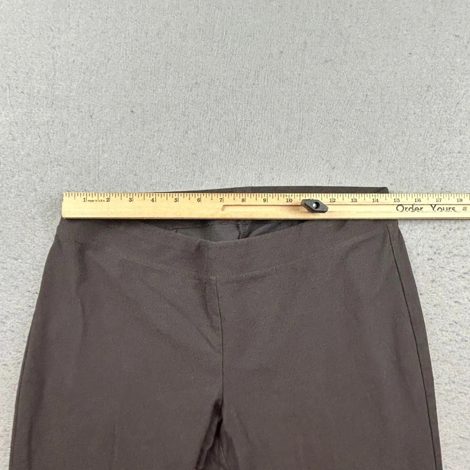 Pantalones Eileen Fisher para mujer pequeños marrones elásticos frente plano pierna recta tirar Foto 4 de 4