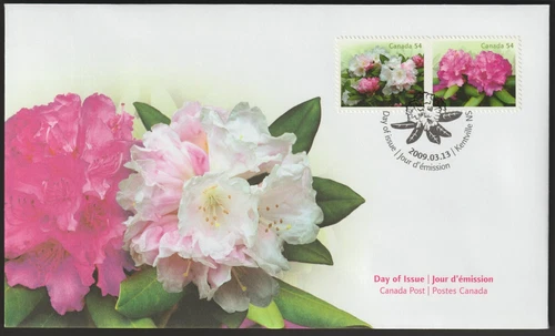 Canada #2319-2320, Rhododendrons, Flowers, Official First Day Cover, FDC 2009