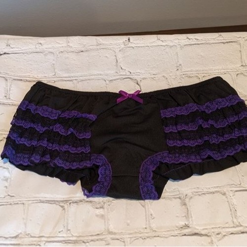 2 pair Starline ruffle panties New Purple/Black Med - Picture 3 of 3