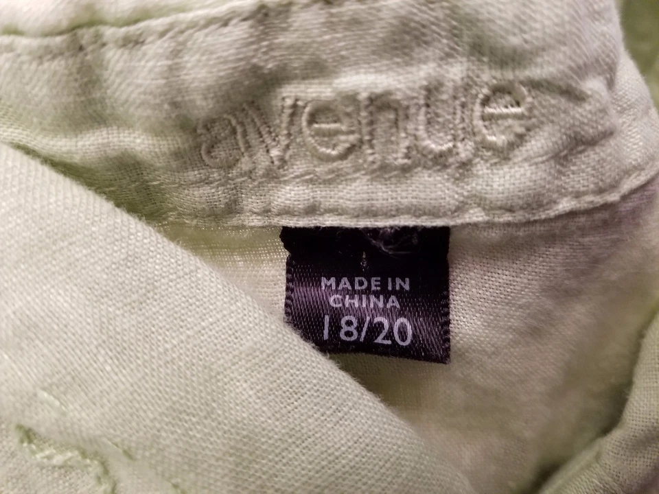 Blusa Camisa Top Avenue Mujer Talla 18/20 18W/20W Lino Verde Foto 2 de 4