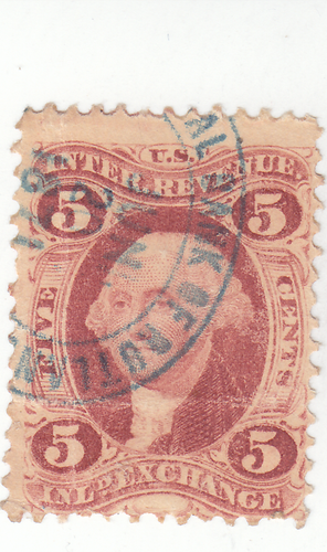 Scott # R27c - Revenue stamp - 5c Inland Exchange, red - Used
