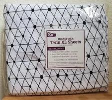 Microfiber Twin XL Bedsheets Set OCM College Dorm Geometric NWT Flaw