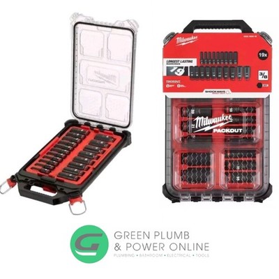 Milwaukee 4932480946 3/8 Antrieb Packout Deep Impact Shockwave Steckschlüsselsatz 19-teilig