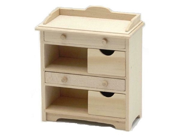 Puppenhaus Unbehandeltes Holz Aufbewahrung Schrank Miniatur Lounge Schlafzimmer-image