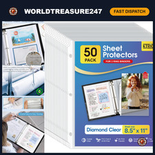 50 Pack Sheet Protectors 8.5 x 11, Clear Page Protectors for 3 Ring Binders