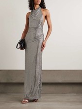 Self portrait GREY RHINESTONE DRAPE MAXI DRESS 995 US 2 UK 6