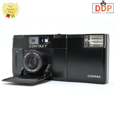 [NEAR MINT] CONTAX T Black Rangefinder / T14 flash 35mm Film Camera From JAPAN