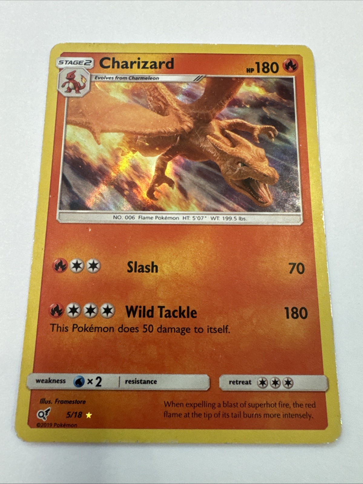 2019 Pokemon Charizard 5/18 Holo Card Heavily Played