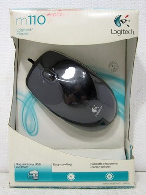 Logitech M110 Full Size Corded Mouse Black New & Sealed