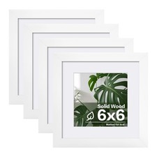 6x6 Picture Frames Set of 4, Made of Solid Wood Covered by Plexiglass Display...