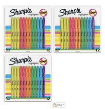 3 Sharpie Pocket Highlighters 12pk Chisel Tip Assorted Fluorescent Colors