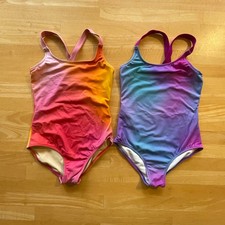 Girls Swimsuits Blue Pink Purple Orange Yellow Ombre and XS 5 Good Condition
