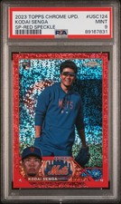 Kodai Senga 2023 Topps Chrome Update Red Speckle RC SP Image Variation /5 PSA 9!