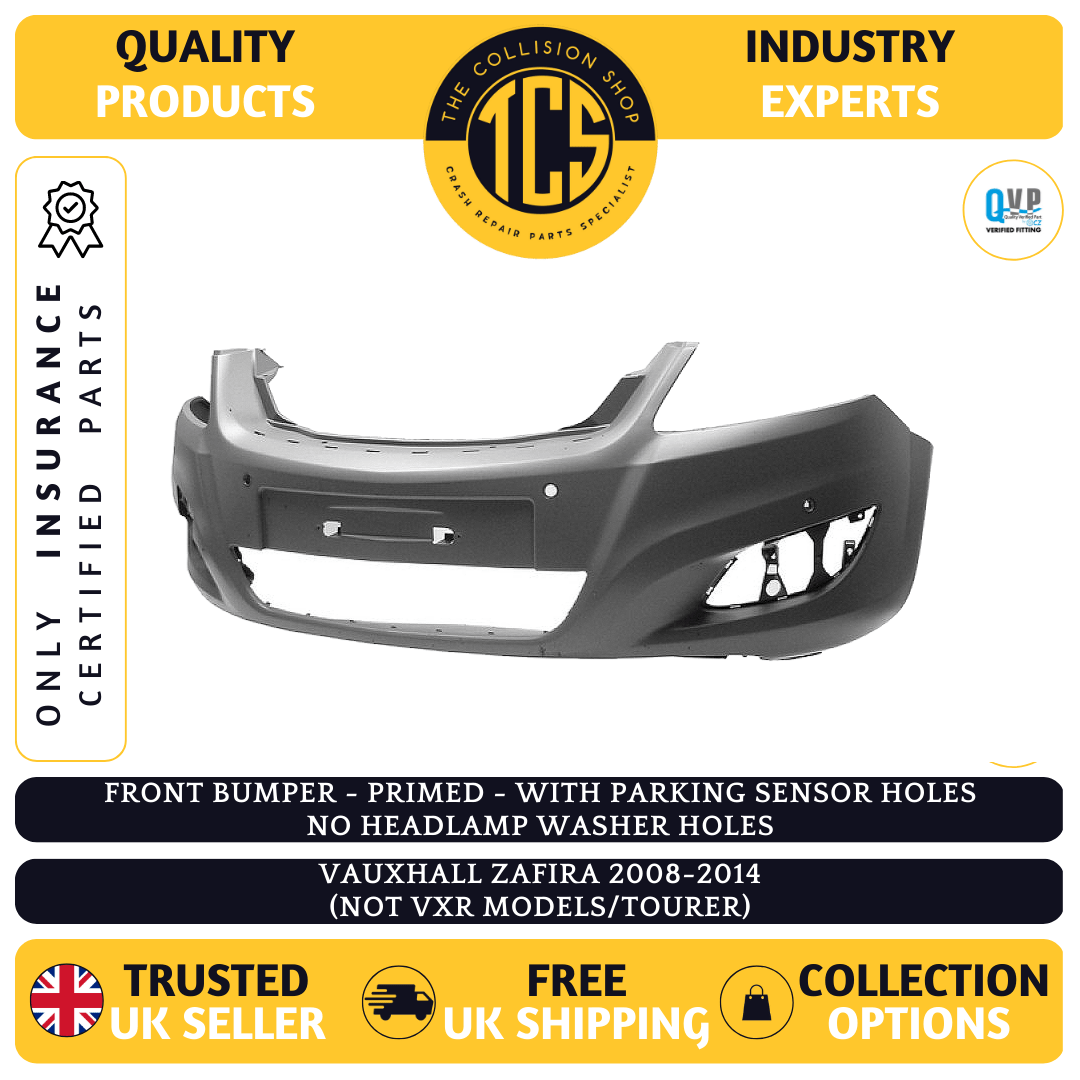 FRONT BUMPER PRIMED WITH PARKING- VAUXHALL ZAFIRA 2008-2014 -INSURANCE CERTIFIED