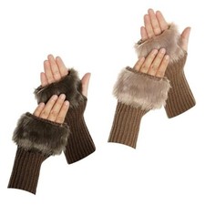 Winter Faux Fur Fingerless Gloves Faux Fur Regular Standard Brown,dark Brown