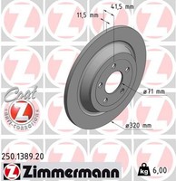 2X Bremsscheibe Coat Z Zimmermann 250.1389.20 FüR Ford Mustang Convertible