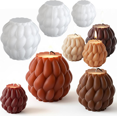 3 Pack Spiral Ball Cylinder Soap & Candle Mold - Silicone 3D Molds for Candy & H