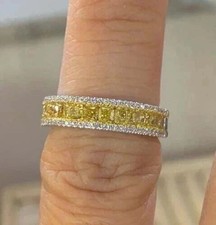 2.10Ct Princess Cut Canary Ring Lab-Created Yellow Citrine 14k White Gold Plated