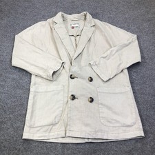 Pilcro Blazer Womens Small Beige Linen Double Breasted Long Jacket Casual Office