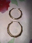 14k Yellow Gold Vintage Hoop Earrings with Design Cut Out — photo 2