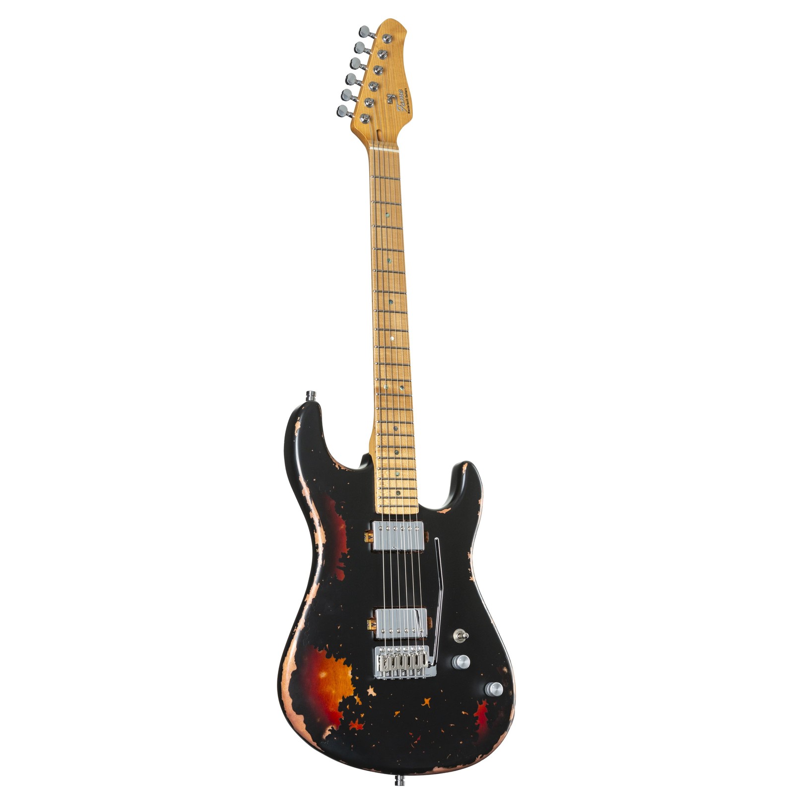 Fame Custom ST MN Worn Licorice over Sunburst - E-Gitarre 125590₽
