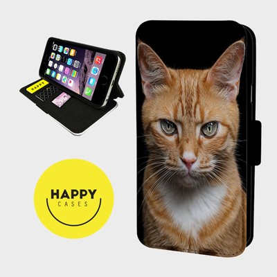 SERIOUS ORANGE TABBY CAT - Kunstleder Klapp Handy Hülle Cover - iPhone/Samsung
