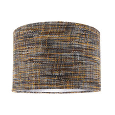 Vintage Lined Linen Fabric Lamp Shade in Mustard Burgundy and Grey by Happy H...