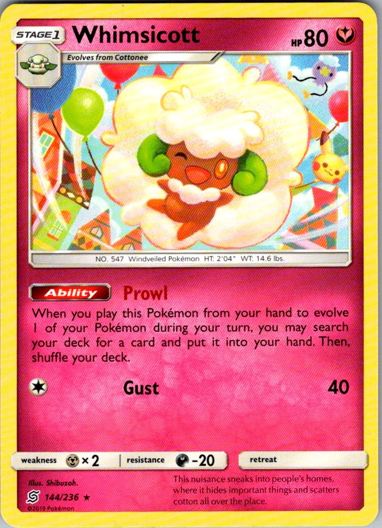 Whimsicott Unified Minds 144/236 Rare Pokemon Near Mint