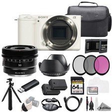 Sony ZV-E10 White Body Sony FE 50mm f/2.5 G Lens 64GB 3PC Filter- Kit
