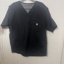 Carhartt Force Scrub Top Mens XL Black V Neck Medical Uniform Pocket Workwear