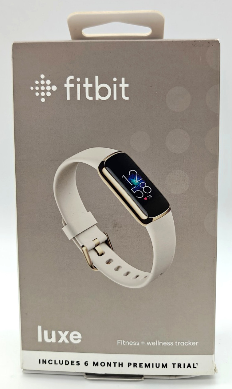 New Fitbit Luxe Fitness Wellness Tracker Lunar White Soft Gold GPS Sleep Heart R