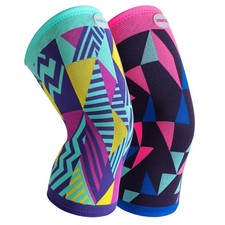 2 Pack Large Geometric Wave Knee Brace for Women Men Compression Sleeve