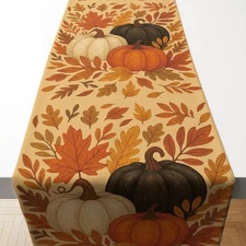 Thanksgiving Table Decor - Linen Table Runner for Indoor Outdoor - Thanksgiving