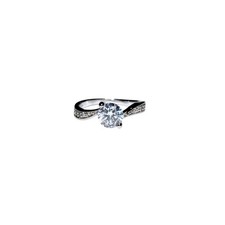 Round Cubic Zirconia Solitaire CZ Wave Band Engagement Style Ring Size 5.75