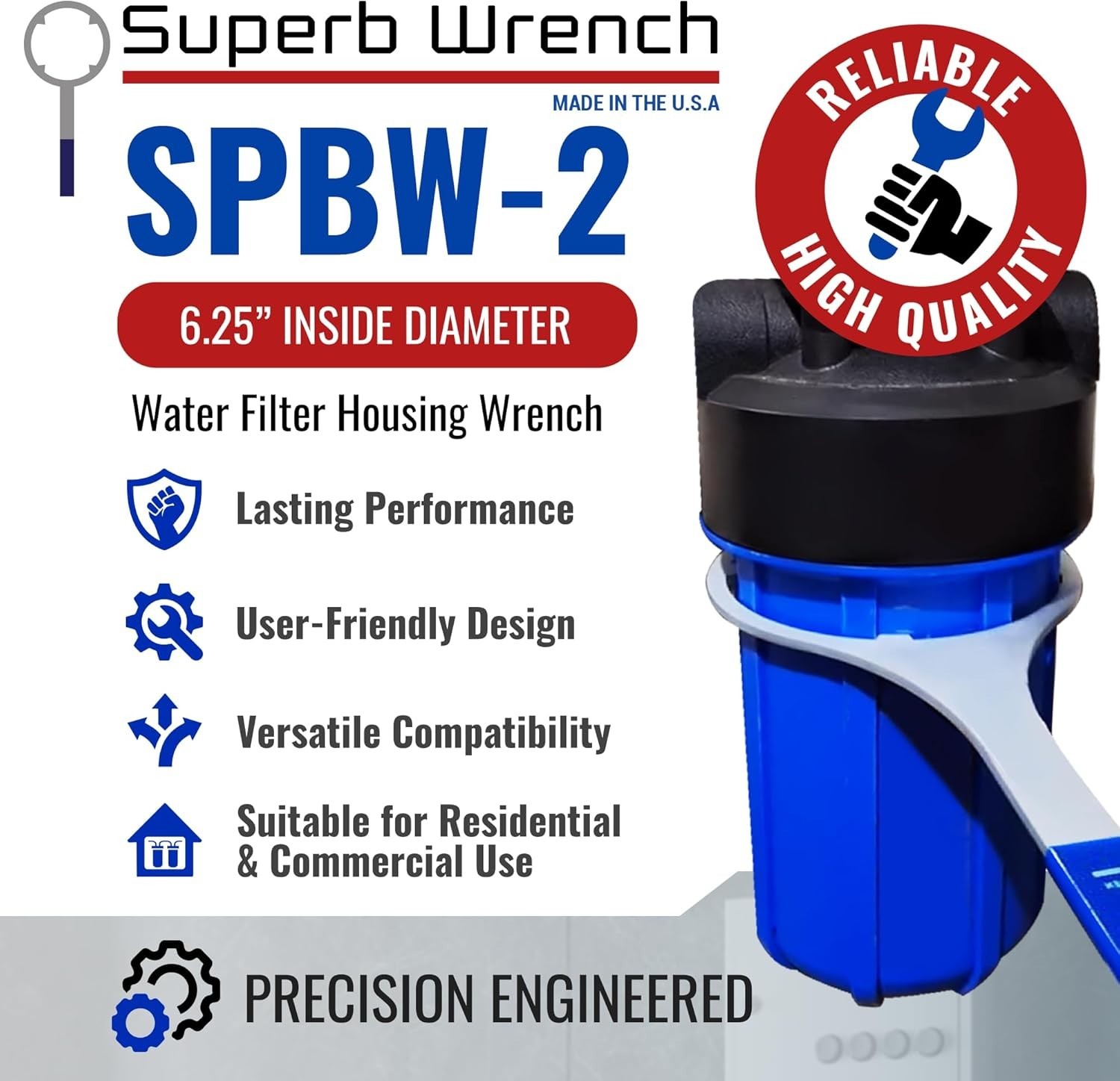 Alloy Steel Water Filter Wrench 6.25 In - Compatible with Multiple Filter Models