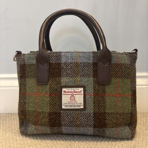 Borsa tote Glen Appin Harris Tweed - LB1228 Brora, Col 107 Verde Prugna