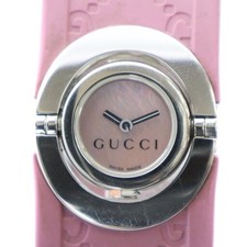 Orologio Gucci 112 Twirl Bracciale Quarzo Gomma SS Quadrante Conchiglia Donna Argento Rosa