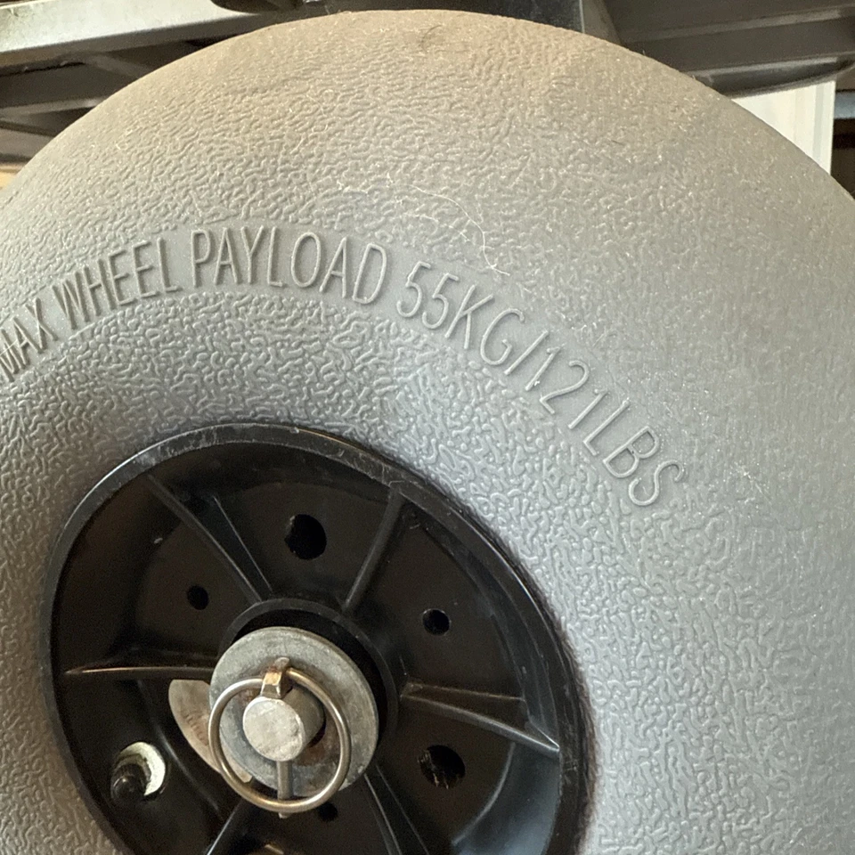 Carrinho de cais de peixe de praia vagão balão areia 4 pneus suportes de vara de alumínio puxar - Imagem 3 de 4