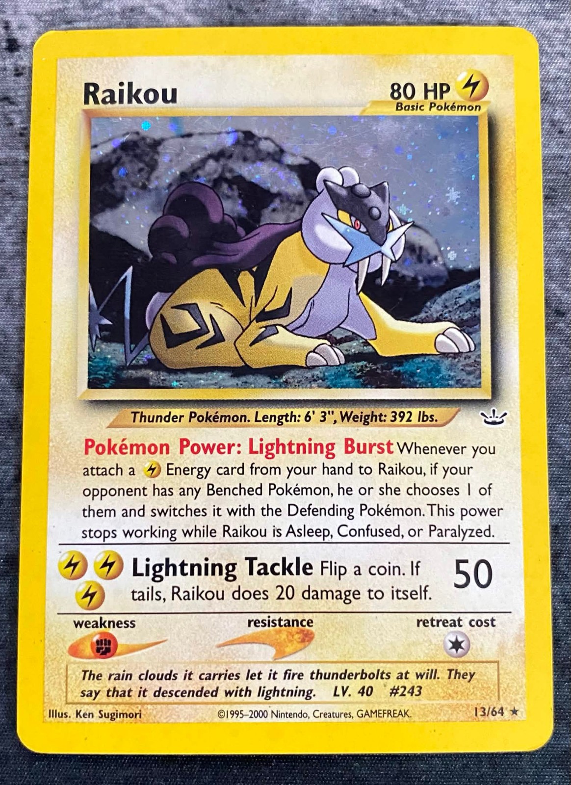 Raikou 13/64 Neo Revelation Holo Rare WOTC Pokemon Card - Lightly Played